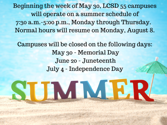 Summer Schedule Details on color beach background